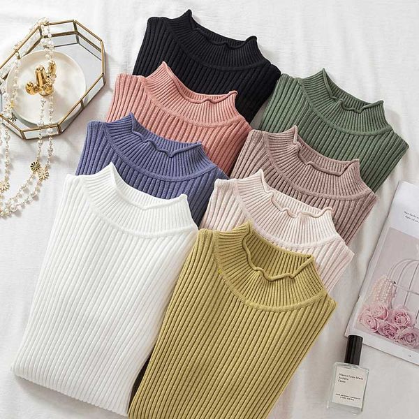 

woman sweaters slim-fit sweater women clothing casual solid female turtleneck 2020 new fashion sweaters base clothes, White;black