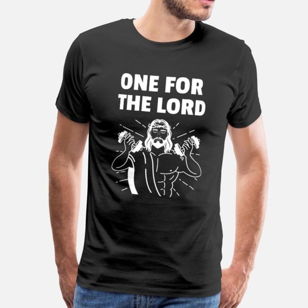 

one for the lord jesus with dumbbells exercising t shirt men designing 100% cotton round neck fit fit new fashion summer natural shirt