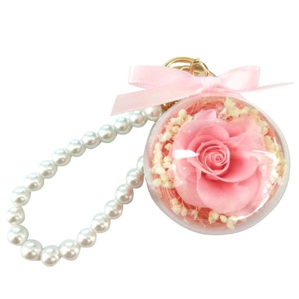 

home decorative sealed key ring hanging transparent ball women bag arts crafts hook dried flower gift simulated pearl car, Silver