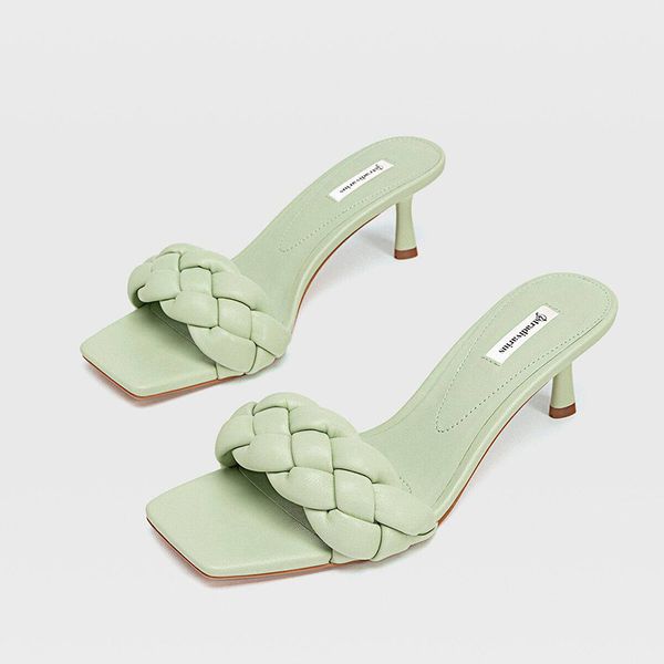 

2020 new summer women's slippers and sandals high heel female square toe woven slide sandals lady's fashion shoes, Black