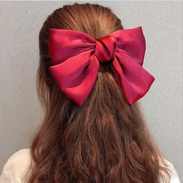 

100pcs linen oversized bow hair clip korean headwear clip simple fabric woman head flower gift hairwear for girl, Golden;silver