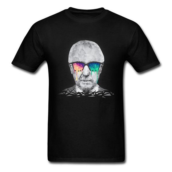 

albert hofmann character t-shirts psychedelic polygon portrait fractal t shirt spring summer male o-neck tee shirt