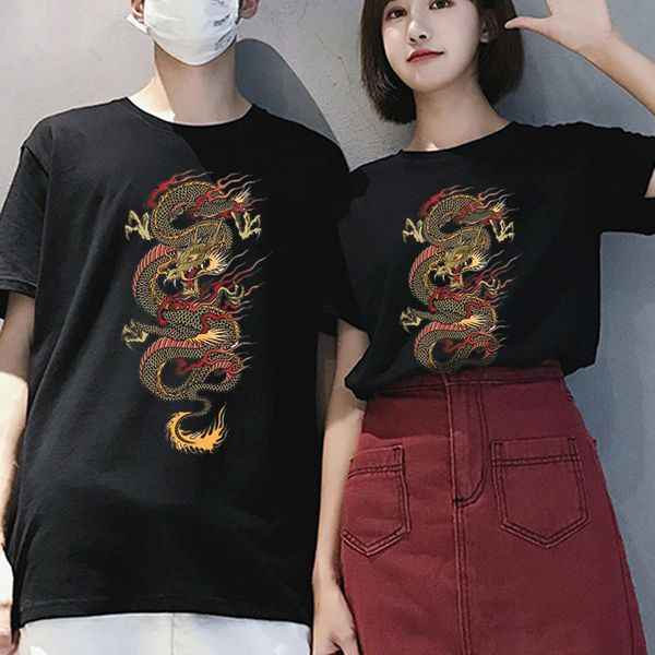 

streetwear men's t-shirt ulzzang harajuku vintage chinese dragon print t-shirt summer new oversize loose casual women tees