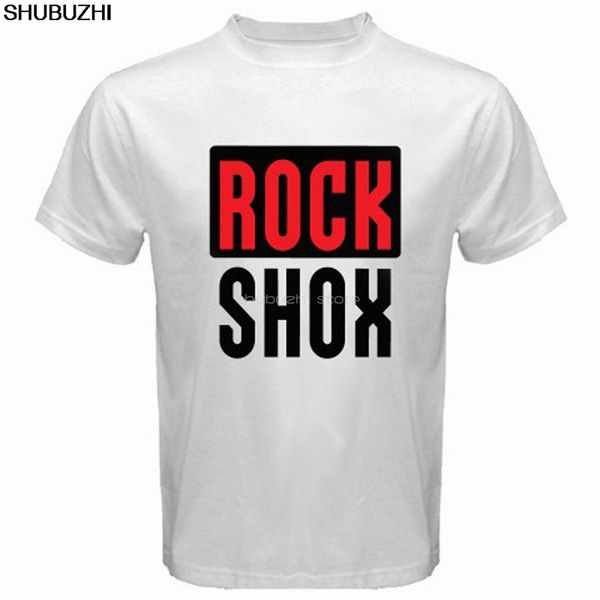 

rock shox logo moutain mtb biker bicycler men's white black t-shirt euro size t shirt gift male tee drop shipping sbz5158