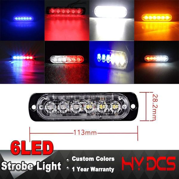 

18w 12-24v 6 leds strobe light 18 modes ultra-thin emergency flash warning caution light for trucks cars motorcycles