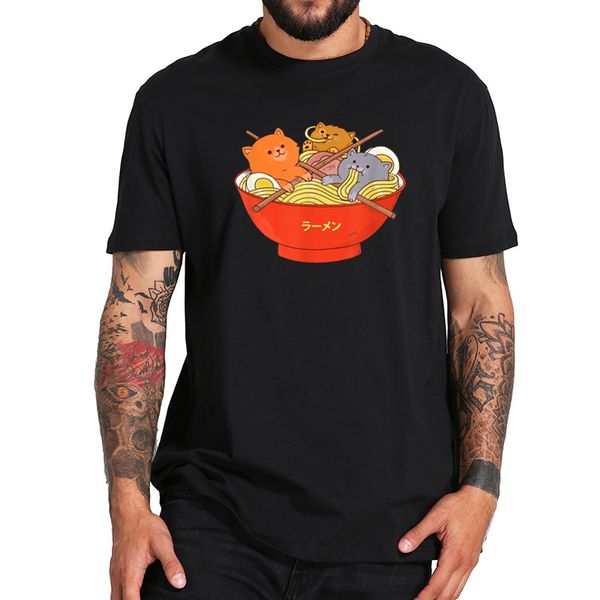

kawaii anime cat shirt japanese ramen noodles gift t-shirt 100% cotton eu size soft tee