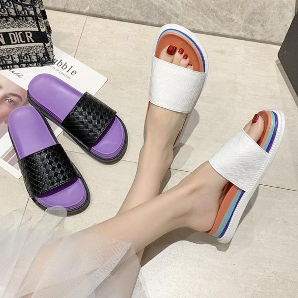 

summer female slippers leather flat slippers open-toed female casual sandals fashion hollow sandals mujer beach shoes, Black
