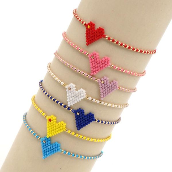 

go2boho heart bracelet friendship simple bracelets string miyuki women 2020 bohemian tiny jewelry handmade pulseras couples gift, Golden;silver