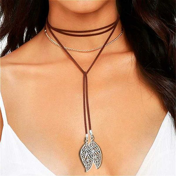 

visisap free vintage полых листьев сплав кисточка ожерелье для женщин моды бизнеса дамы ожерелье красочного rope chain c1114, Silver