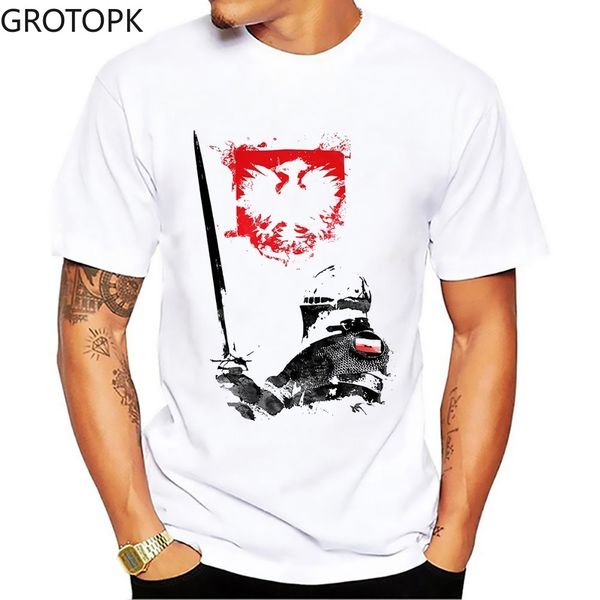 

мужчины t-shirt гусарская художественный knight футболка мужчины summer new white homme прохладный польский кавалерийский tshirt смешные фут