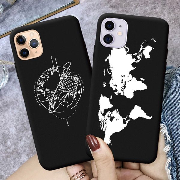 

Luxury Popular Planes Map Designs Phone Case for IPhone 11 Pro XR X Xs Max 8 7 6s Plus 12 mini Soft Silicone Cases Black Cover