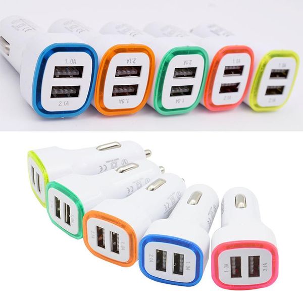 

cgjxsrocket design led light 5v 2a dual usb car charger adapter for mobile phone universal coche de cargador