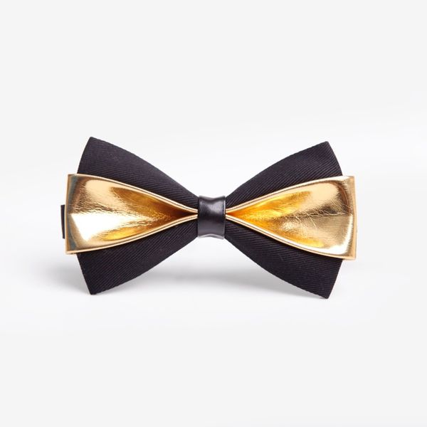 

2020 new fashion pu leather bow ties for men wedding butterfly mens bowtie brand gravata borboleta yellow gold, Black;gray