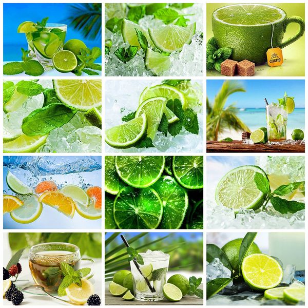 

wall art 5d diy diamond painting fruit diamond embroidery lemon cross stitch pictures of rhinestones kitchen wall decoration