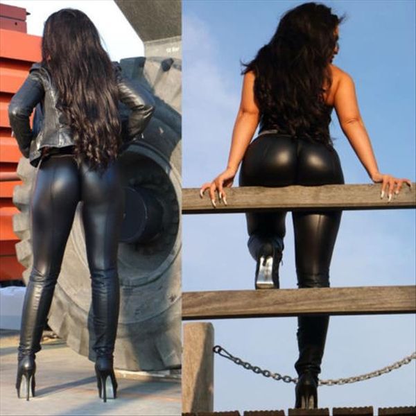 

black leather legging women ladies leather high waist pu leggings wet look stretch trousers clubwear skinny pants