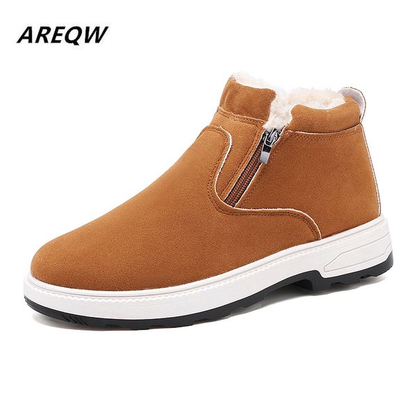 

2020 new winter warm solid color trend casual flat snow boots plush wild non-slip wear-resistant men's boots, Black