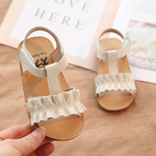 

summer children kids ruffle sandals girl boy soft cross sandals slippers shoes causal non-slip shoes children for girls, Black;red