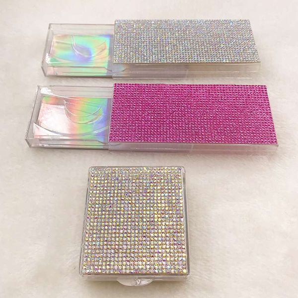 

custom glitter rhinestone eyelash box for 3d 5d 25mm mink lashes diamond case