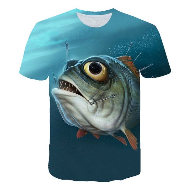 

fishing fish new o collar summer 3d print shirts funny funny hippie men clothing