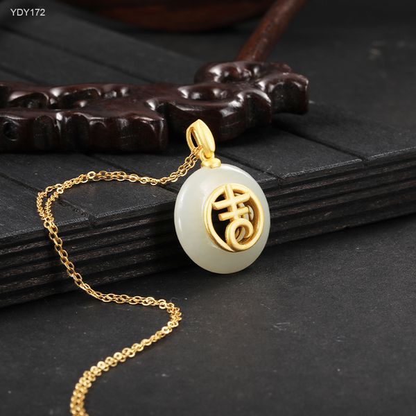 

luxury jewelry pendant s925 silver inlaid with ancient gold, shining, soft, exquisite and rich in jade pendant