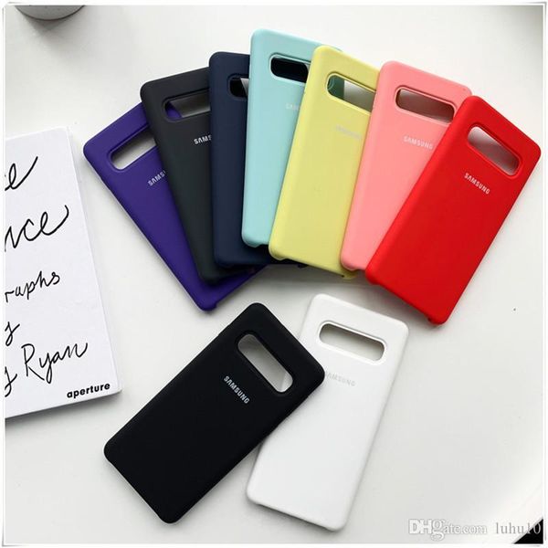 

original logo pure color phone case for samsung galaxy s10 s10e s20 s20u s9 s8 plus note 8 9 10 s7 edge case silicone cover with packgae