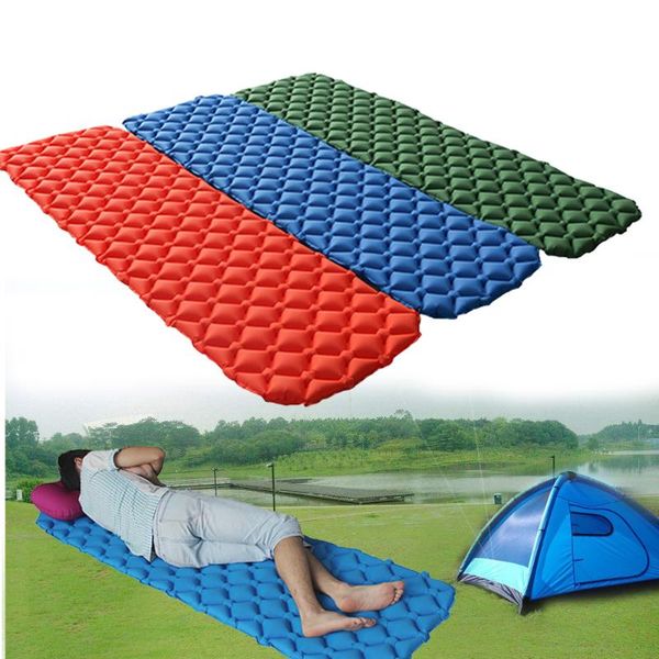 

outdoor pads ultralight camping picnic inflatable air mattress bed relax airbed sleeping pad tent moistureproof waterproof
