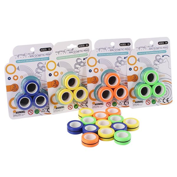 

colorful anti-stress finger magnetic bracelet rings toy magic ring props tools relife fidget spinner finger gears game kids toys