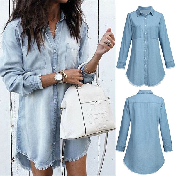 

new oversize casual long coat women's casual lapel slim long sleeve denim outercoat jacket windbreaker ko980, Tan;black