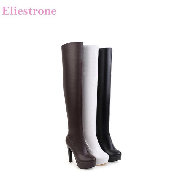 

brand new winter brown white women thigh high slouch boots soft over knee high lady riding shoes ac92 plus big size 10 43, Black