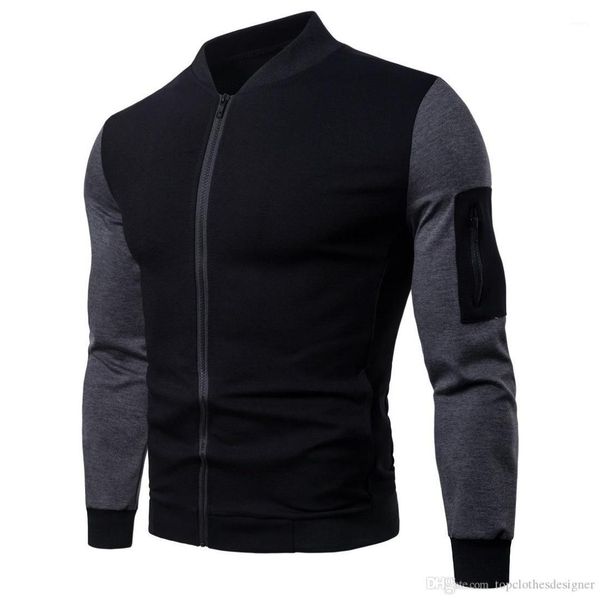 

stand collar mens zipper jackets casual zipper panelled males clothing panelled mens designer jackets fashion slim, Black;brown