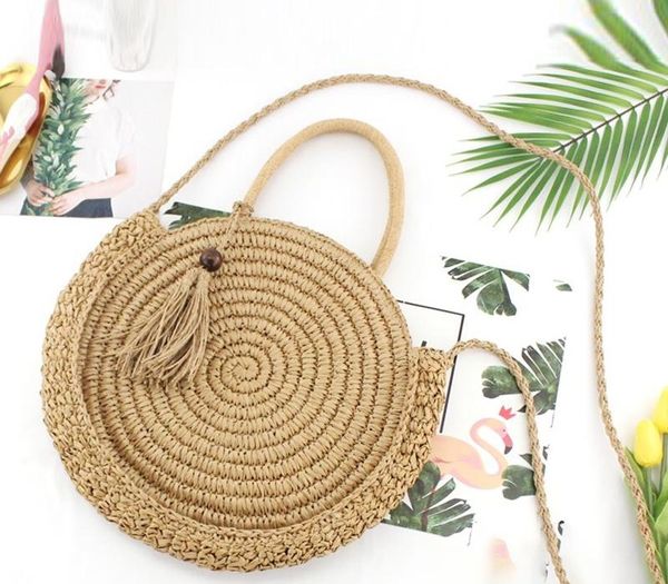 

new- shoulder bags solid hollow circle totes handbags big capacity summer bohemian beach travel002