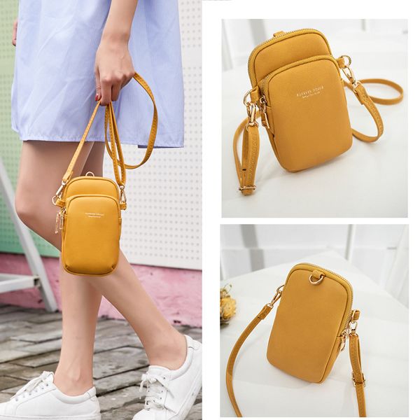 

2020 new style pu women's phone bag solid color shoulder bag fashion simple shoulder