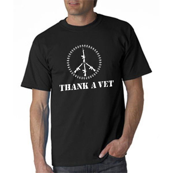 

print tees short sleeve o-neck new thank a vet men's t-shirt conservative paradise support troops m l xl 2x 3x men summer style