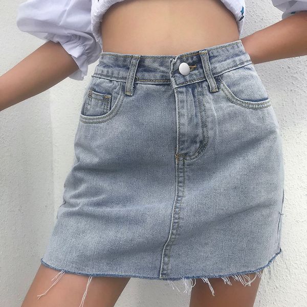 

skirts womengaga 2021 autumn summer fashion women's all-match slim rimmed a- line denim double layer skirt c2q2, Black