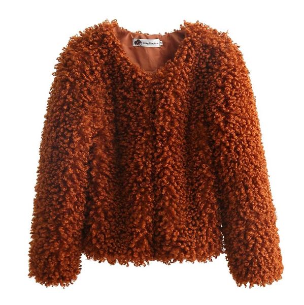 

winter coats women plus velvet solid o-neck cashmere thickening short coat outwear cardigan fashion woman coats and jackets #60, Black;brown