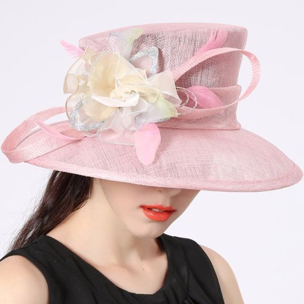 

wide brim hats 2021 version of the fashion linen gauze cap lady eaves along sun hat flat pink spring summer beach sunshade, Blue;gray