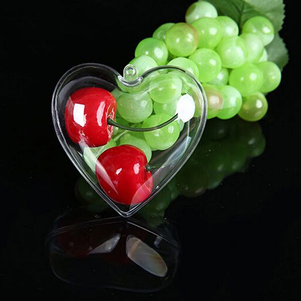 

120/100mm 1pc christmas decoration clear plastic ball transparent bauble xmas ornament heart shape romantic tree wedding gift