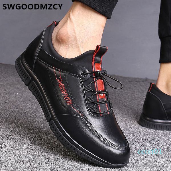 

elevator shoes for men shoes men casual leather fashion chaussures homme luxe sneakers homens ct01, Black