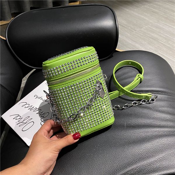 

rhinestones rivet small bucket bag ladies chain shoulder messenger bag ladies evening clutch bucket wallet punk black