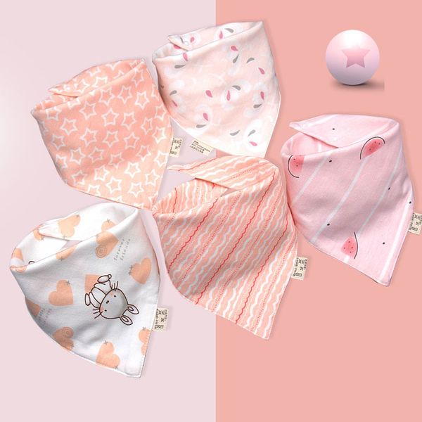 

baby bibs cotton kids drooling saliva towel cartoon newborn feeding apron boy girls stuff bibs & burp cloths bandana 4/5pcs/lot, Slivery;white