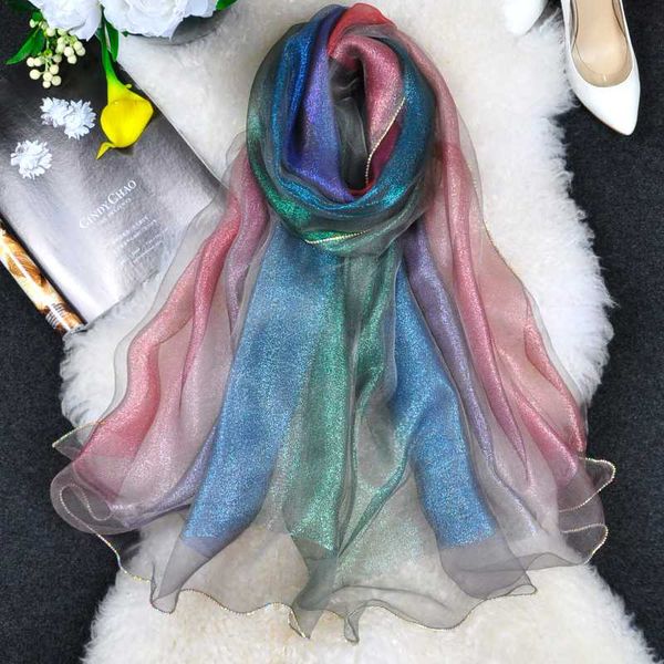 

eyebrow tools & stencils spring and autumn silk gradually change color scarves style fashion air scarf female diamond side length shawl