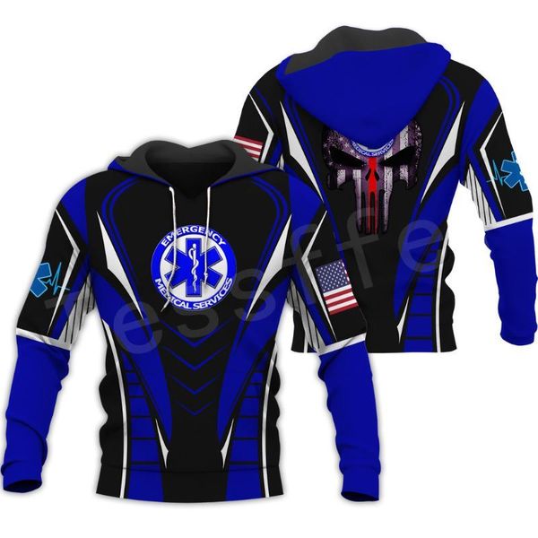

emergency technician emt ems paramedic newfashion pullover 3dprint sweatshirt/hoodies/zipper/jacket s-6, Black