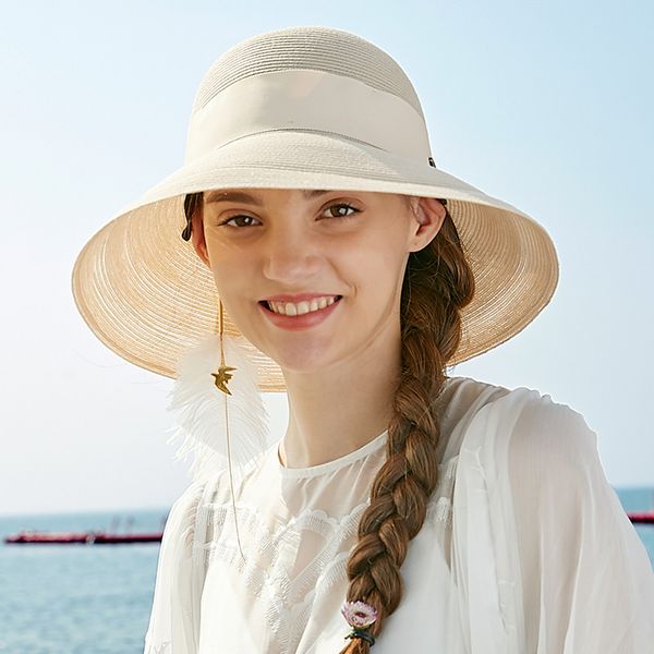

sedancasesa new fashion handmade summer hats for women sun hats straw sun hat visors girls caps bowknot uv protect 6 colors, Blue;gray