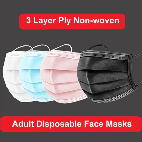 

disposable protective mask 3 layer ply non-woven filter mouth face mask anti-dust meltblown earloop mouth protective masks dhl ing