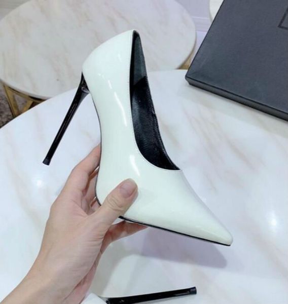 

2020 designer luxury small pointed high heels, high-quality mirrored cowhide, sheepskin lining, leather outsole, heel height 11.5 cm, Black