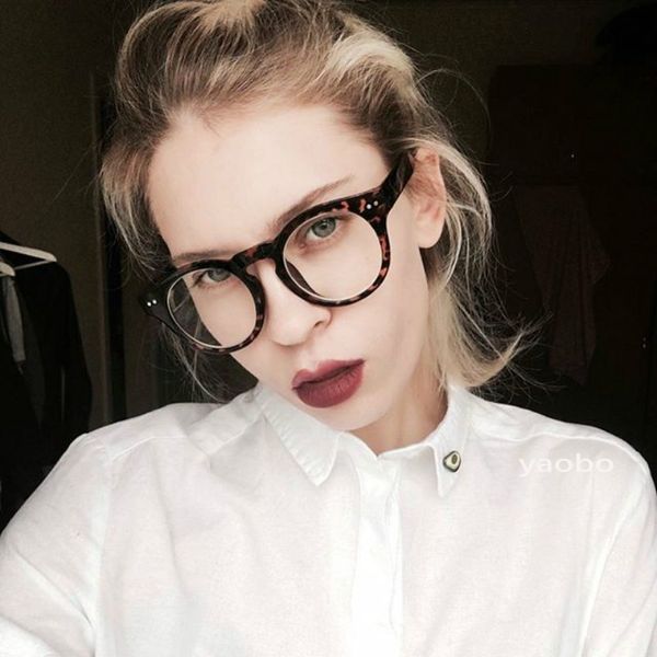 

women classic round glasses frame transparent eyeglasses men vintage clear lens glasses big frame thick spectacle eyewear, Black