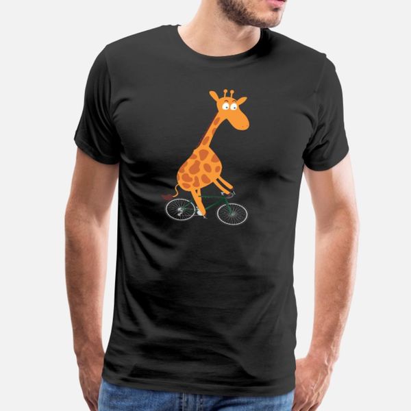 

giraffe on bike bicycle t shirt men printing 100% cotton crew neck standard gift authentic spring autumn leisure shirt