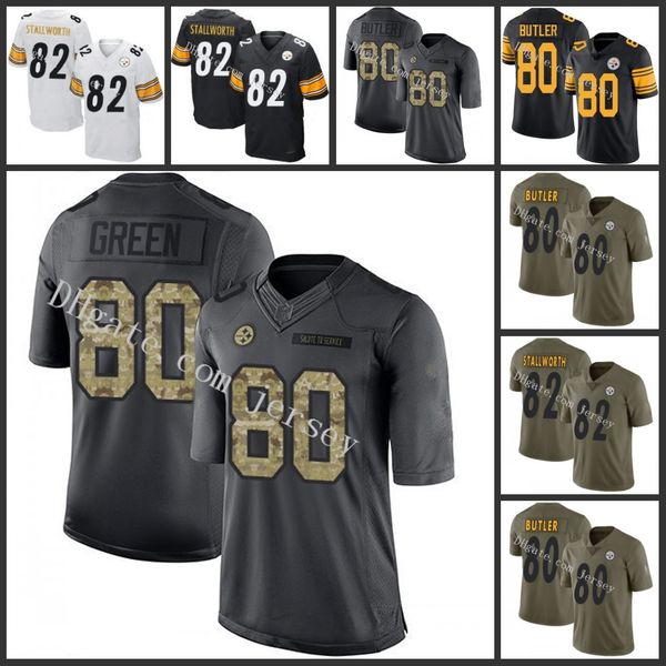 

pittsburgh steelers red 82 john stallworth 80 jack butler gold camo nfl men women youth jersey, Black;red