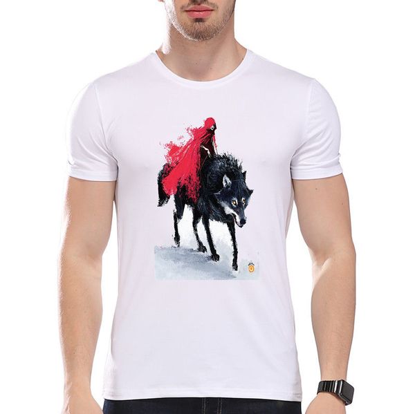 

2019 male selling little red riding hood big wolf scary animal wild funny joke men t shirt tee summer tee shirt