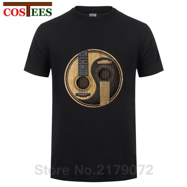 

acoustic electric guitars yin yan t shirts men fashion rock music short sleeve shirt brand chinese taiji guitar casual tees